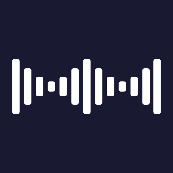 Icono vectorial de la onda sonora, sonido. Vector icono blanco en azul oscuro — Vector de stock