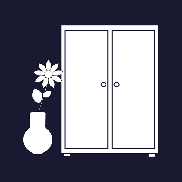 Image vectorielle d'une icône de garde-robe pour vêtements et fleurs. Cupboa — Image vectorielle
