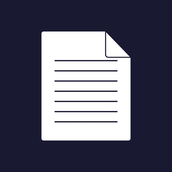 Vector afbeelding van een document. Papier pictogram. Vector wit pictogram op da — Stockvector