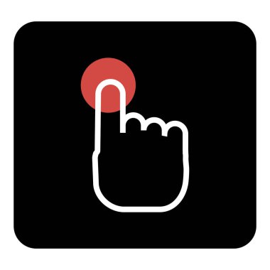 Vektör el simgesi. Parmak presler düğmesini, vektör beyaz ben