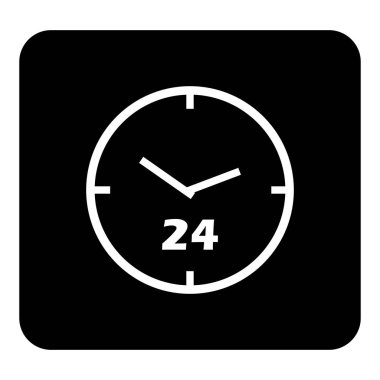 Saat, saat, simge, dakika, 24 simgesi. Beyaz vektör çizim üzerinde