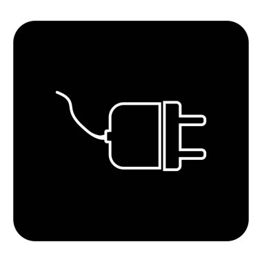 vektör simge elektrik prizinden. Siyah arka plan üzerine beyaz vektör çizim