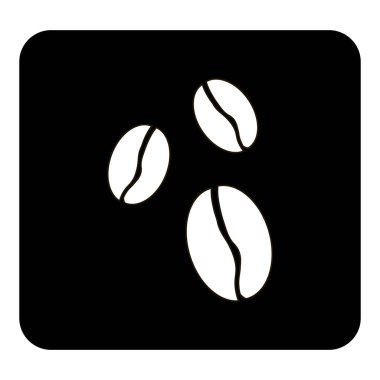 Vektör simge kahve çekirdekleri. Beyaz vektör çizim siyah bac üzerinde