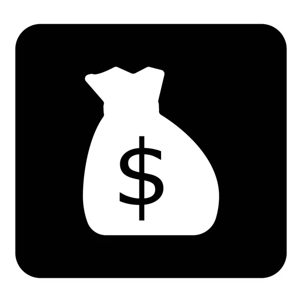 Ícone de saco de dinheiro vetorial. Vetor ilustração branca em preto backg —  Vetores de Stock