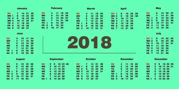 Calendário 2018. Modelo de ilustração vetorial para 2018 anos . — Vetor de Stock