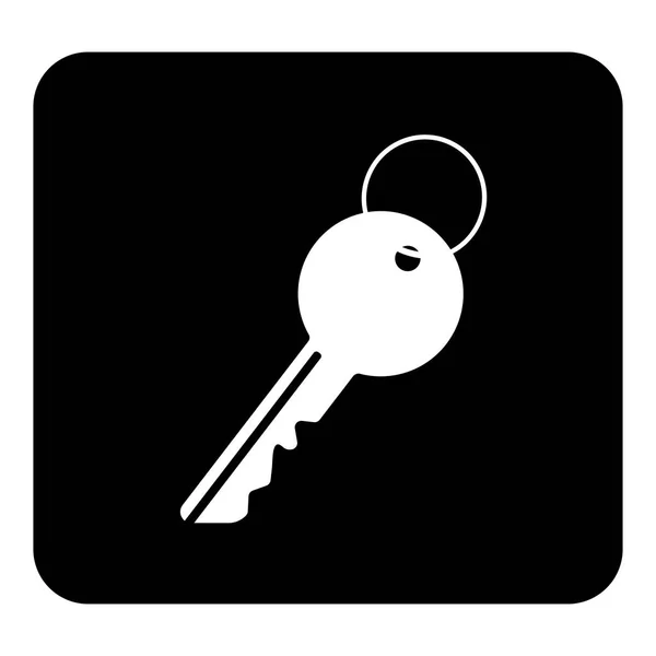 Vector icon of the key from the door of an apartment or office. Vector white illustration on black background — Stock Vector