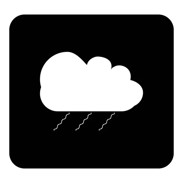 Vector icon cloud of rain. Vector white illustration on black ba — Stock Vector