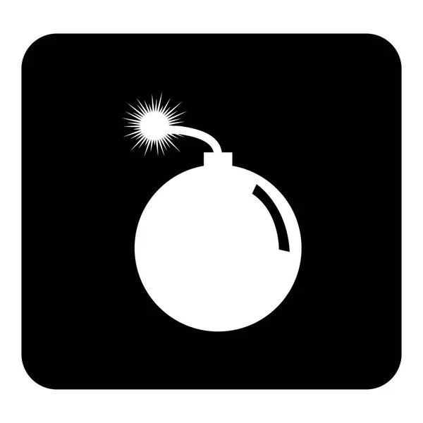 Vector icon bomb. Vector white illustration on black background — Stock Vector