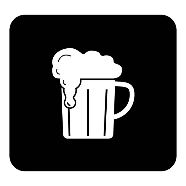 Vector icon of beer mug. Vector white illustration on black back — Stock Vector