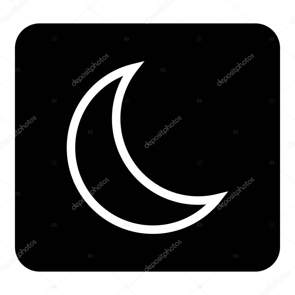 Vector moon icon. Sleep icon. Vector white illustration on black background