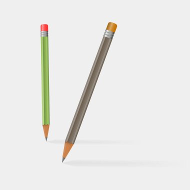 Vektör gerçekçi kalemler. Beyaz arka plan üzerinde kurşun kalem simgesini