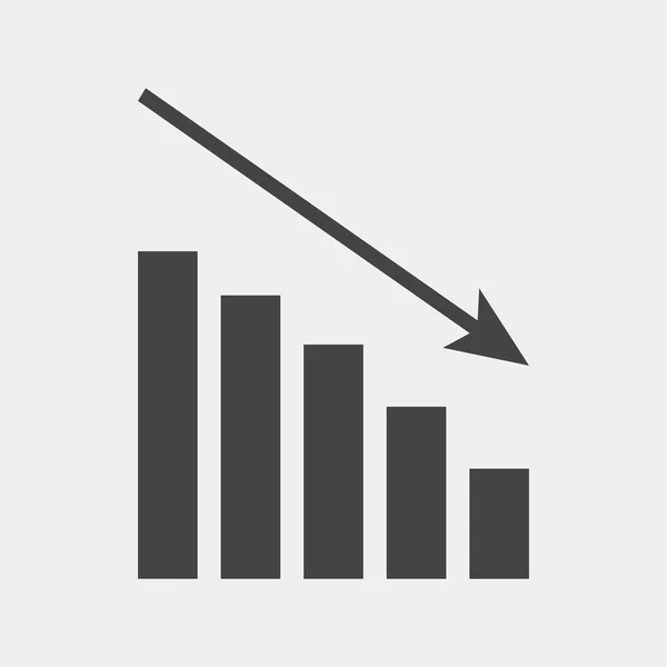 Vektor kép diagram hanyatlás. A grafikon azt mutatja, le nyílra. Recesszió. — Stock Vector