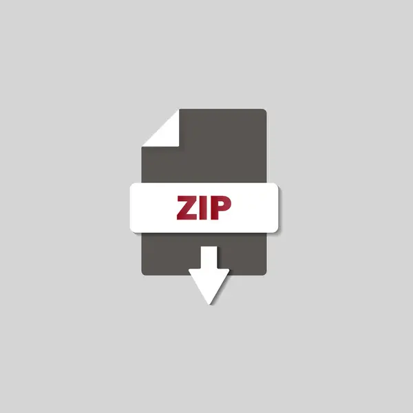 Zip ladda ner ikonen på bakgrunden. Zip-knappen. — Stock vektor
