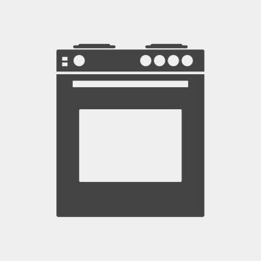 Fırın için bir mutfak ile vektör simge gaz sobası. W üzerinde siyah Ocak