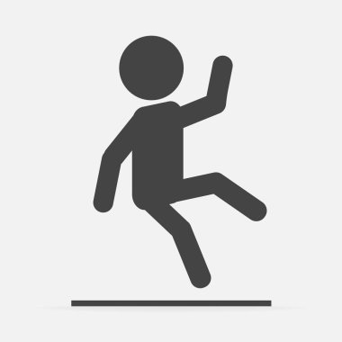 Vektör simge düşen bir kişinin. Islak zemin uyarı işareti. Terlik