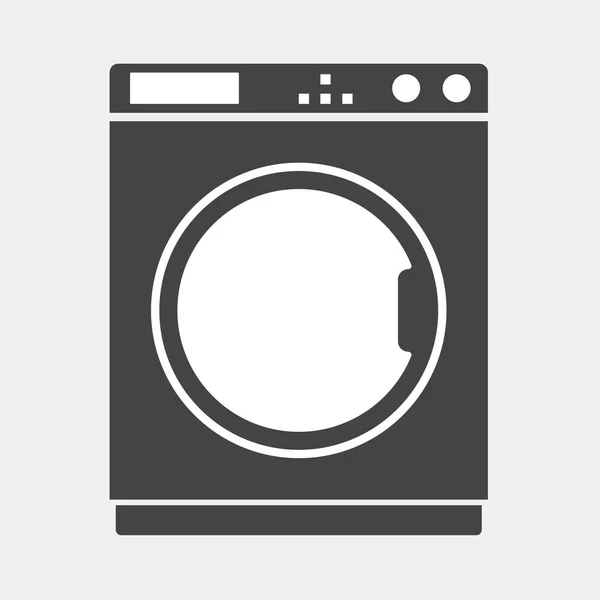 Векторна іконка чорної пральної машини на білому тлі. будинки — стоковий вектор