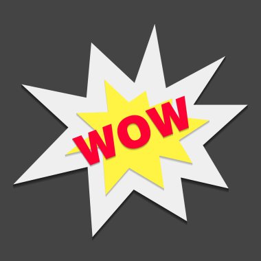 Vektör simge Wow. Renk etiket wow
