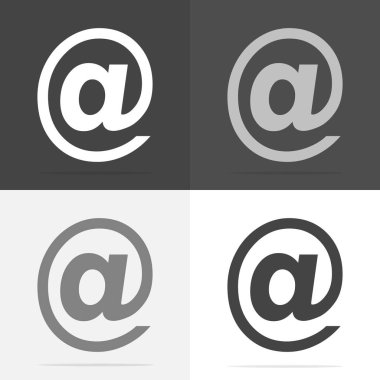 Vektör e-posta simgesi. Siyah-beyaz-gri renk düz e-posta simgesini.