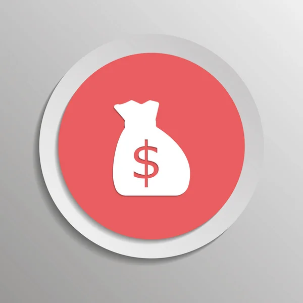 Vector money bag icon. Vector illustration on a sticker with sha — Stock Vector