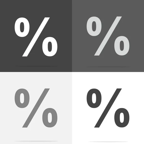 Vector set percent icon. A flat percentage icon on white-grey-bl — Stock Vector