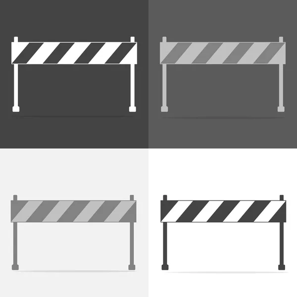 Vector set icon barrier. The road barrier. Vector white icon on — Stock Vector