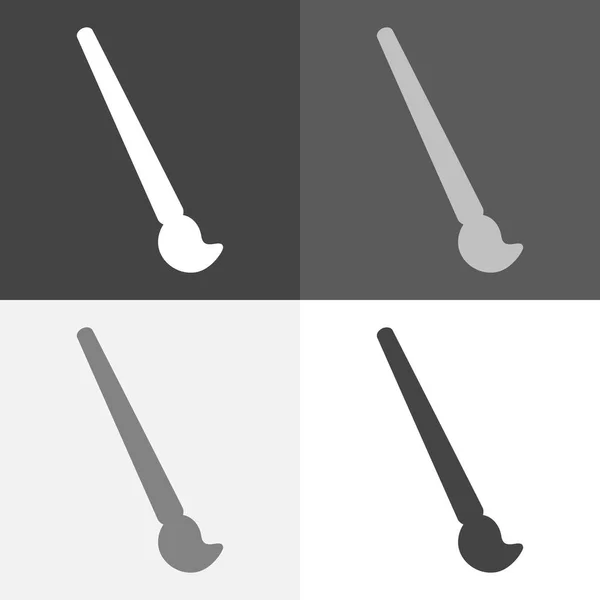 Image vectorielle d'un pinceau pour dessin. Icône vectorielle blanche sur couleur blanc-gris-noir — Image vectorielle