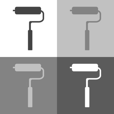 Vektör simgesi görüntü boya silindiri. Vektör simgesi beyaz-gri-bl üzerinde seti