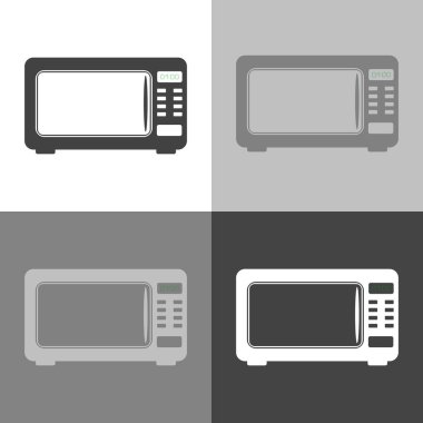 Vektör simge mikrodalga fırın beyaz-gri-siyah renk ayarlayın. Ana sayfa 