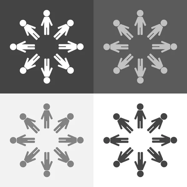 Vektor-Set-Bild von Menschen, die in einem Kreis stehen. ein Team von Leuten — Stockvektor
