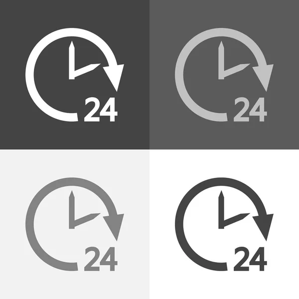 Imagen vectorial del tiempo, 24 horas e infinito. Icono de vector en whi — Vector de stock