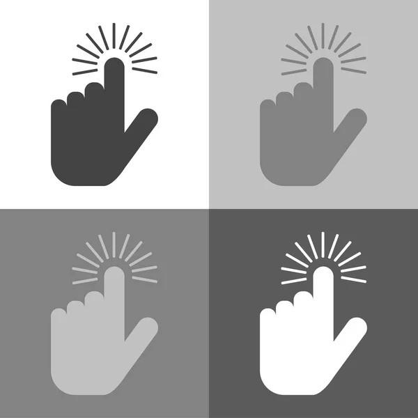 The hand clicks on the button. Cursor vector icon on white-grey- — Stock Vector