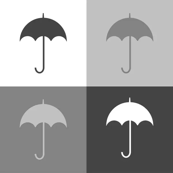 Conjunto de guarda-chuva Projeto plano vetorial Icon. Ícone de vetor em branco-cinza — Vetor de Stock