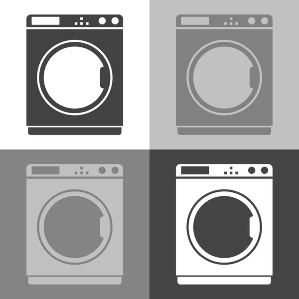 Векторний набір іконок пральної машини на біло-сіро-чорному коло — стоковий вектор