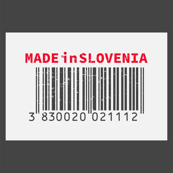 Realistyczne kod kreskowy Made w Słowenii na ciemne tło wektor. — Wektor stockowy