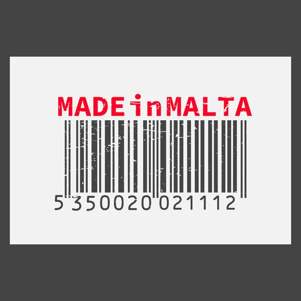 Vektor reális vonalkód Made in Malta sötét háttér. — Stock Vector