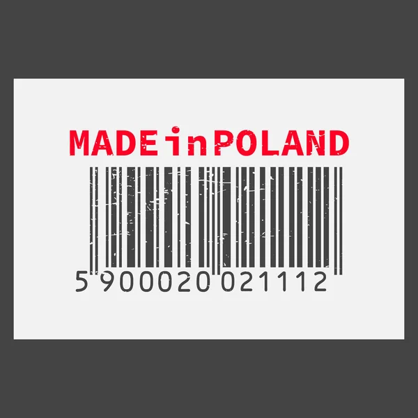Vektor reális vonalkód Made in Polandl a sötét háttér. — Stock Vector