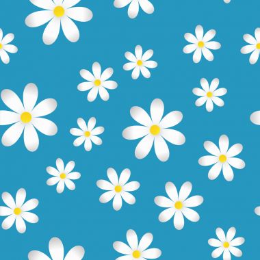 Vektör sonsuz bahar arka plan ile camomiles. Beyaz camomiles paterni.