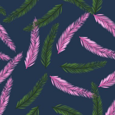 Vektör sonsuz desen palmiye yaprakları. Sorunsuz yaz desen