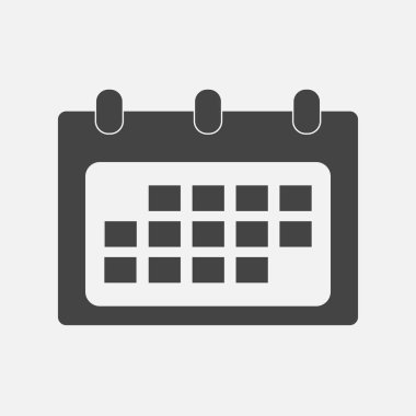 Gri arka plan üzerinde düz stil vektör takvim simgesini