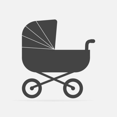 Vektör çizim klasik bebek arabası. bebek arabası gri bac üzerinde