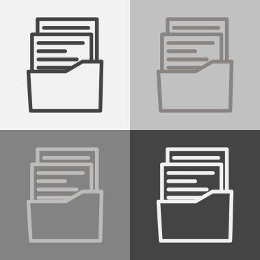 Arşiv belgesi vektör Icon set. Klasörde belge.