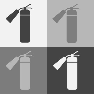 Gri bir arka plan üzerinde yangın söndürücü vektör Icon set.