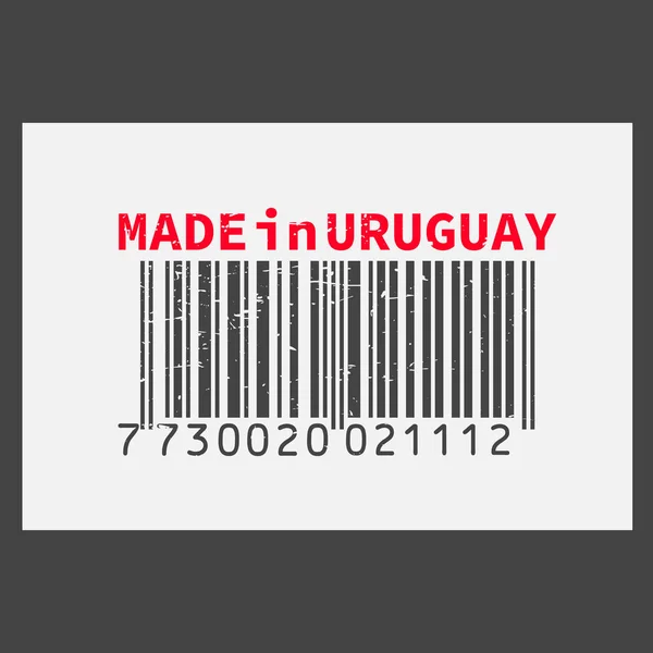 Codice a barre realistico vettoriale Made in Uruguay su sfondo scuro . — Vettoriale Stock