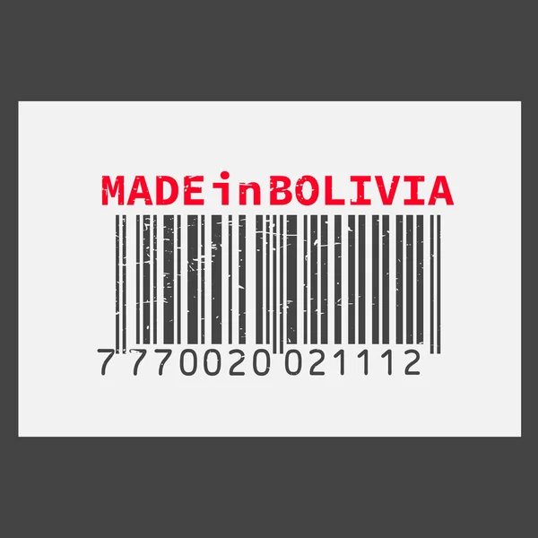 Código de barras realista vectorial Hecho en Bolivia sobre fondo oscuro . — Archivo Imágenes Vectoriales