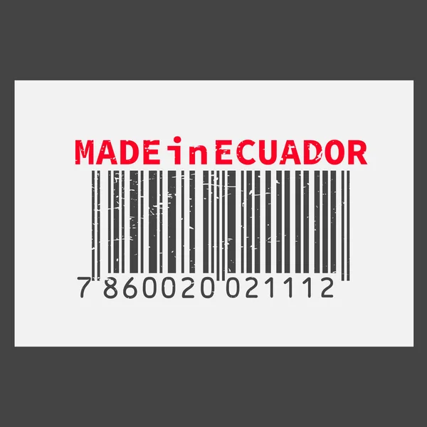 Vektor reális vonalkód Made in Ecuador sötét háttér. — Stock Vector
