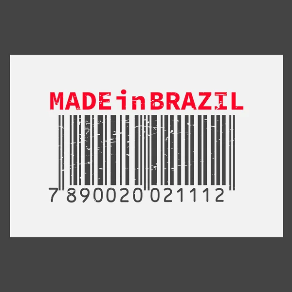 Codice a barre realistico vettoriale Made in Brazil su sfondo scuro . — Vettoriale Stock