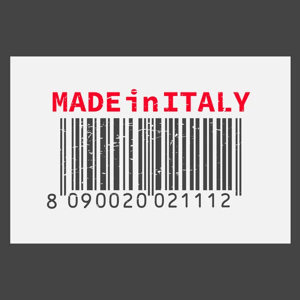 Vektör gerçekçi barkod Made in Italy koyu arka plan üzerinde.