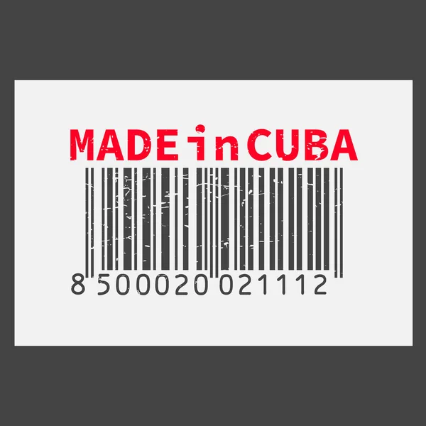 Código de barras realista vectorial Hecho en Cuba sobre fondo oscuro . — Archivo Imágenes Vectoriales