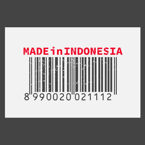 Codice a barre realistico vettoriale Made in Indonesia su sfondo scuro . — Vettoriale Stock