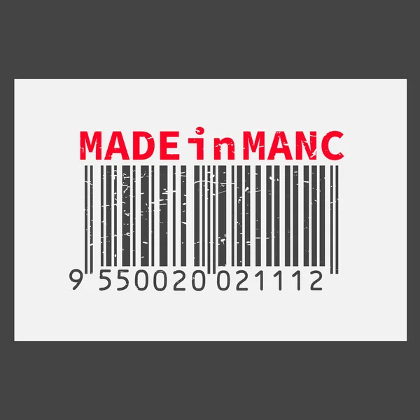 Вектор реалістичні штрих-код Made in Manc на темному тлі. — стоковий вектор